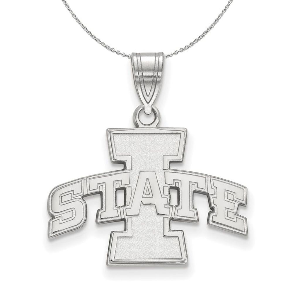 Sterling Silver Iowa State Medium Necklace - 16 Inch